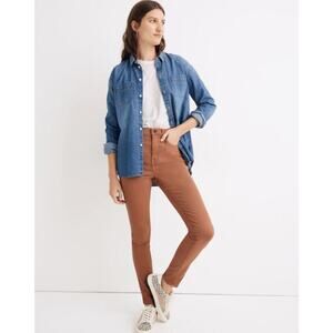 Madewell Jeans Womens 29 Green 10" High Rise Skinny Garment Dyed Tencel-Denim